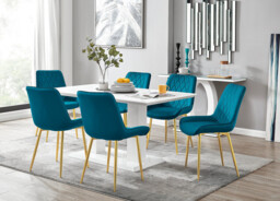 Imperia 6 White Dining Table and 6 Pesaro Gold Leg Chairs - thumbnail 3