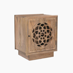 Wharton 1 Door Square Walnut Wood Decorative Side Table - thumbnail 2