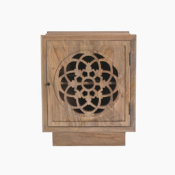 Wharton 1 Door Square Walnut Wood Decorative Side Table - thumbnail 3