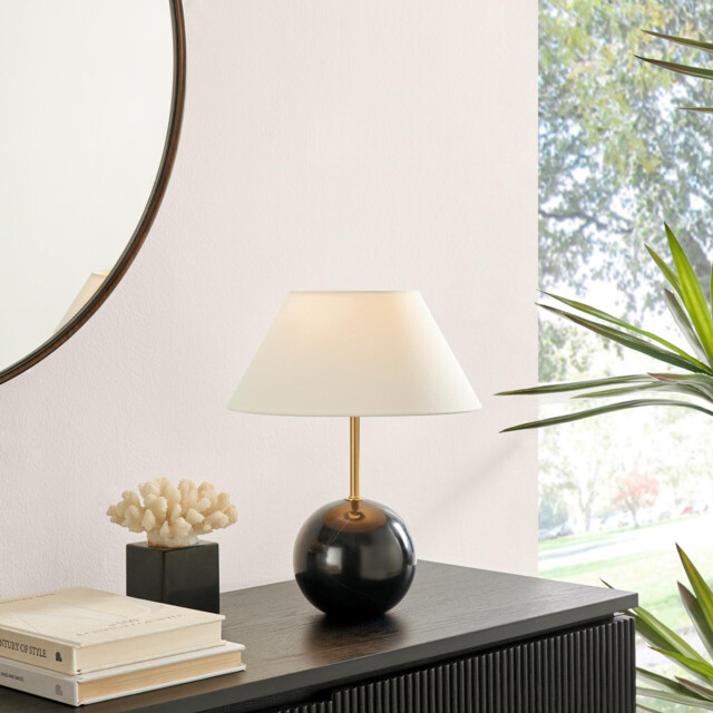 Joceline Black Marble Round Table Lamp - image 1