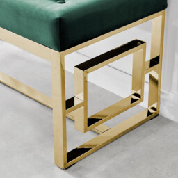 Cambridge Modern Green Velvet & Gold Metal Bench - thumbnail 4