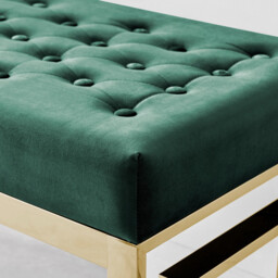Cambridge Modern Green Velvet & Gold Metal Bench - thumbnail 3
