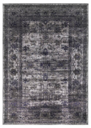 Vintage Timeless Shabby-Chic Floral Distressed Rug in Grey - 80x150cm - thumbnail 1