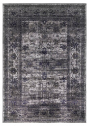 Vintage Timeless Shabby-Chic Floral Distressed Rug in Grey - 80x150cm - thumbnail 3