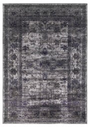 Vintage Timeless Shabby-Chic Floral Distressed Rug in Grey - 80x150cm
