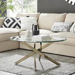 Novara Round Glass and Gold Coffee Table - thumbnail 1