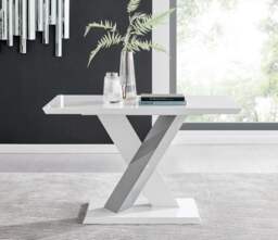 Furniturebox Monza 4 White/ Dining Table & 4 Pesaro Silver Leg Chairs, Velvet/Metal/Engineered Wood in Grey - Size: 53x87x63 cm - thumbnail 5