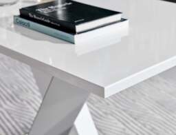 Furniturebox Monza 4 White/ Dining Table & 4 Pesaro Silver Leg Chairs, Velvet/Metal/Engineered Wood in Grey - Size: 53x87x63 cm - thumbnail 4