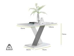 Furniturebox Monza 4 White/ Dining Table & 4 Pesaro Silver Leg Chairs, Velvet/Metal/Engineered Wood in Grey - Size: 53x87x63 cm - thumbnail 6