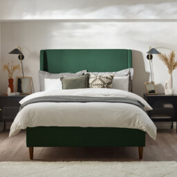 Hana Green Recycled Fabric Double Bed Frame - thumbnail 2