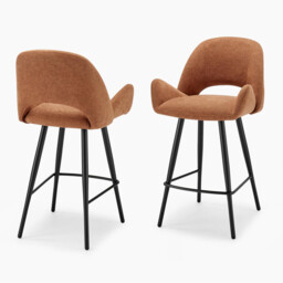 2x Layla Terracotta Orange Fabric Bar Chairs - thumbnail 3