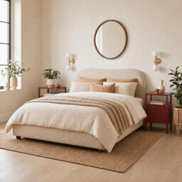 Mabel Cream Fabric Ottoman King Size Bed Frame