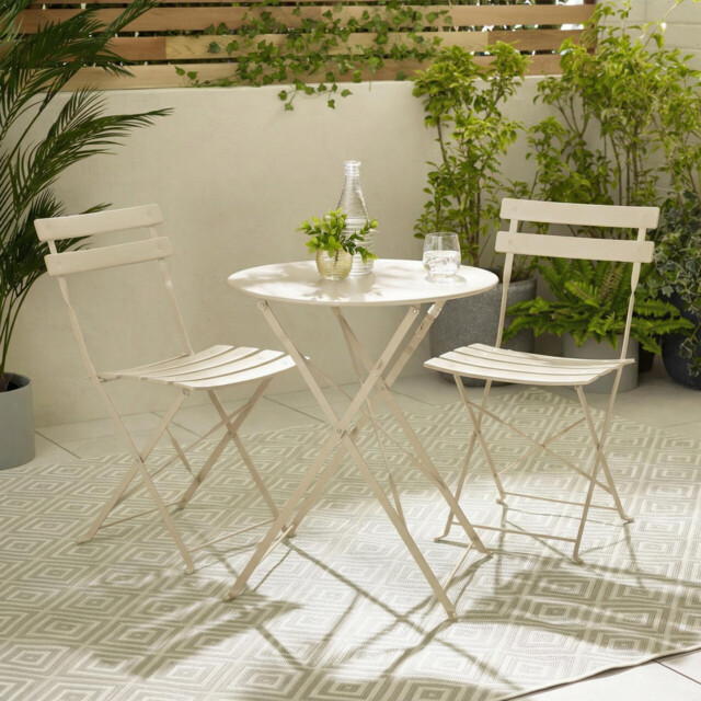 Cabo Cream Metal 2 Seat Garden Bistro Set - image 1
