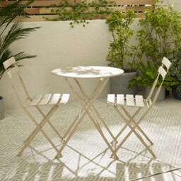 Cabo Cream Metal 2 Seat Garden Bistro Set - thumbnail 2