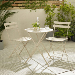Cabo Cream Metal 2 Seat Garden Bistro Set - thumbnail 1
