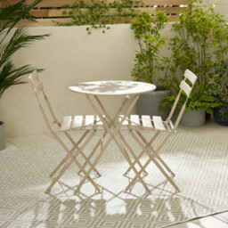Cabo Cream Metal 2 Seat Garden Bistro Set - thumbnail 3