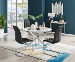 Novara White Marble 120cm Round Dining Table & 4 Murano Chairs - thumbnail 1