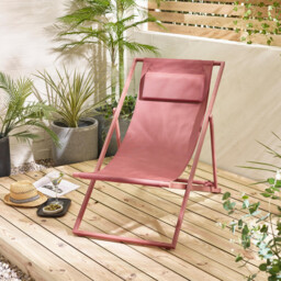 2x Corsica Pink Metal & Textilene Deck Chairs - thumbnail 2