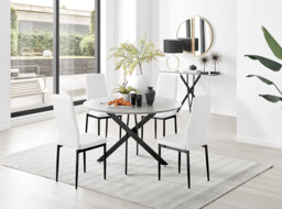 Novara Grey Concrete Effect Black Leg 120cm Round Dining Table & 4 Milan Black Leg Chairs - thumbnail 3
