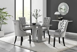 Imperia 4 Grey Dining Table and 4 Belgravia Black Leg Chairs - thumbnail 1