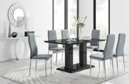 Imperia Black High Gloss Dining Table And 6 Milan Dining Chairs Set - thumbnail 1