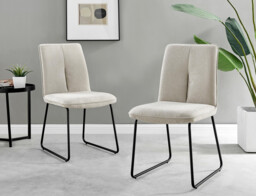 2x Halle Taupe Fabric Dining Chairs Black Legs - thumbnail 3
