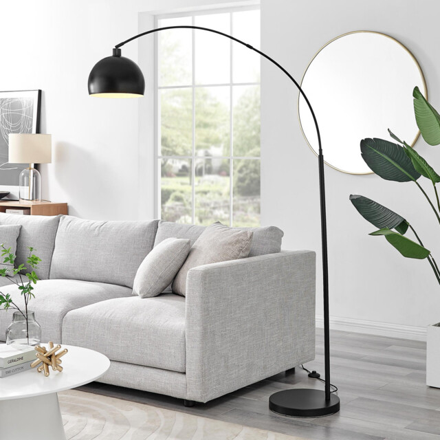 Holden Black Matte Metal Arc Standing Floor Lamp - image 1