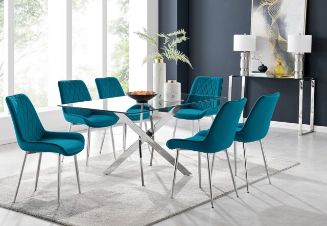 Leonardo 6 Dining Table and 6 Pesaro Silver Leg Chairs - image 1
