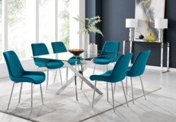 Leonardo 6 Dining Table and 6 Pesaro Silver Leg Chairs - thumbnail 1