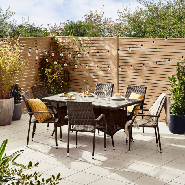 Antigua Brown Rattan 6 Seat Garden Dining Set - image 1