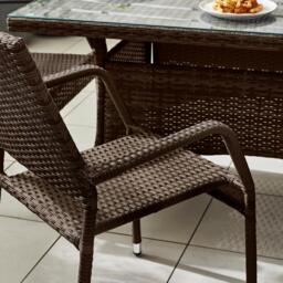 Furniturebox Antigua 6 Seat Garden Dining Set, Rattan in Brown - Size: 90x75x160 cm - thumbnail 5