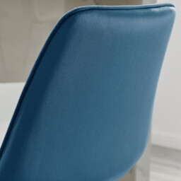 2x Pesaro Navy Blue Velvet Counter Stools Silver Legs - thumbnail 4