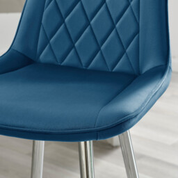 2x Pesaro Navy Blue Velvet Counter Stools Silver Legs - thumbnail 3