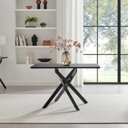 Leonardo Black Top Dining Table & 4 Beaumont Fabric Chairs - thumbnail 3