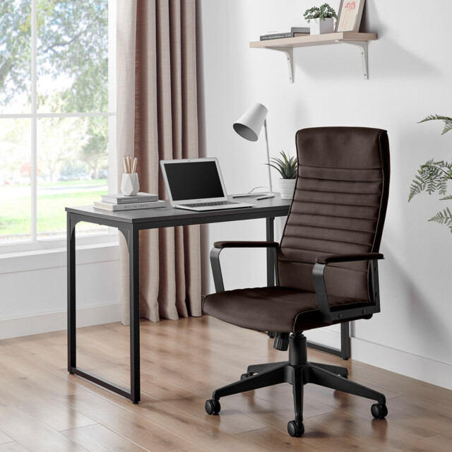 Centro Brown Velvet Reclining Office Chair - image 1