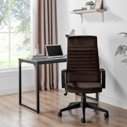 Centro Brown Velvet Reclining Office Chair - thumbnail 3