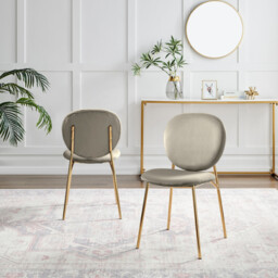 2x Ivy Taupe Velvet Dining Chairs Gold Legs - thumbnail 3