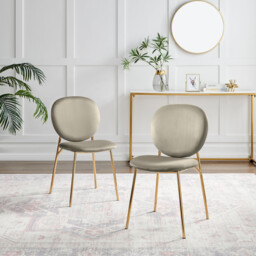 2x Ivy Taupe Velvet Dining Chairs Gold Legs - thumbnail 2