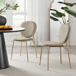 2x Ivy Taupe Velvet Dining Chairs Gold Legs - thumbnail 1