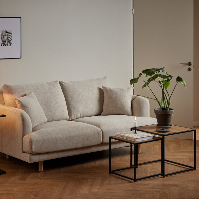 Seaton Square Oak Effect and Black Nest of 2 Side Tables - image 1