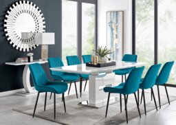 Arezzo Large Extending Dining Table and 8 Pesaro Black Leg Chairs - thumbnail 1