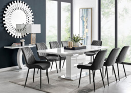 Arezzo Large Extending Dining Table and 8 Pesaro Black Leg Chairs - thumbnail 2