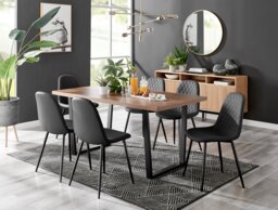Kylo Brown Wood Effect Dining Table & 6 Corona Black Leg Chairs - thumbnail 1