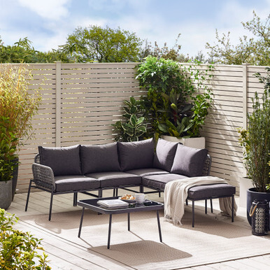 Maldives Grey Rattan & Grey 5 Seat Garden Sofa Set - image 1