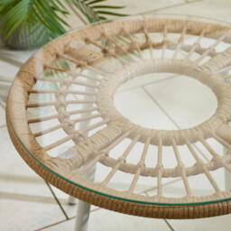 Crete Beige Rattan 2 Seat Garden Bistro Set - thumbnail 2