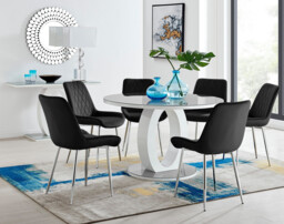 Giovani Round Grey Large 120cm Table and 6 Pesaro Silver Leg Chairs - thumbnail 2