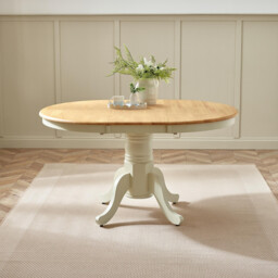 Padstow Round Oak and Cream Solid Wood Extending 4-6 Seater Dining Table - thumbnail 1