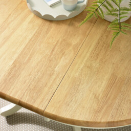 Padstow Round Oak and Cream Solid Wood Extending 4-6 Seater Dining Table - thumbnail 2