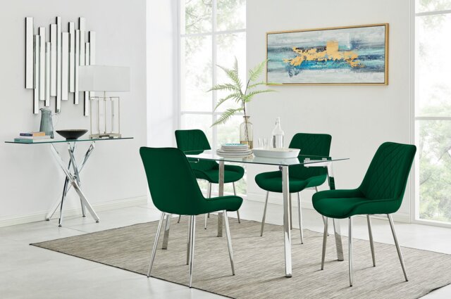 Cosmo Dining Table and 4 Pesaro Silver Leg Chairs - image 1