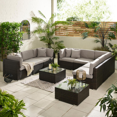 Orlando Brown Rattan & Brown 8 Seat Modular Garden Sofa - image 1